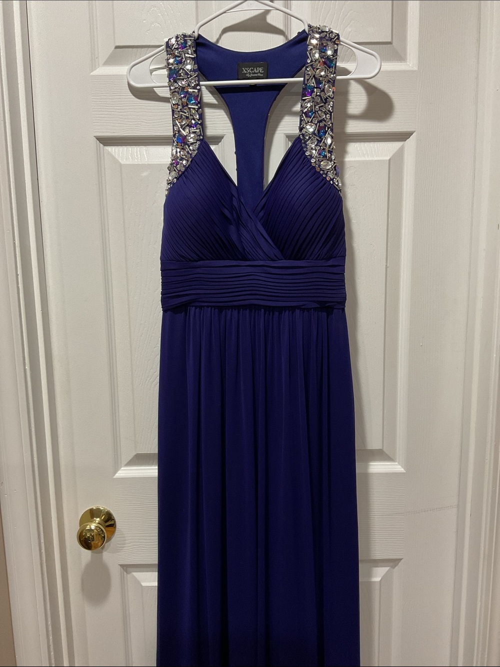 Beautiful Jeweled/Beaded Navy Blue Prom Wedding Gown full length